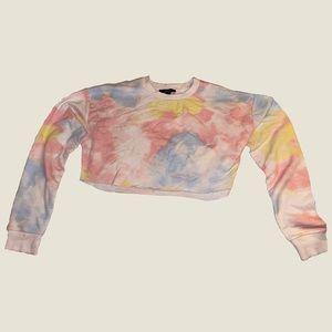 FOREVER 21 CROPPED LONG SLEEVE SWEATER M TIE DYE